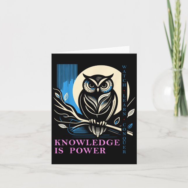 Carte Owl - Knowledge Is Wer - Wisdom Owl Design  (Devant)