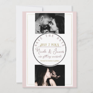 Carte Oyster Pink & Gold Modern Minimal Enregistrer la d
