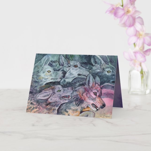 Carte Pack Wolf aquarelle (Orchidée)