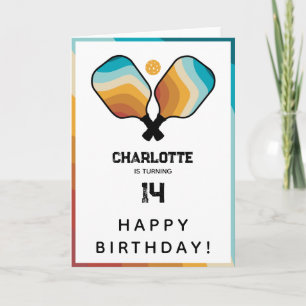 Carte Pagaies de Pickleball Retro & Ball Anniversaire