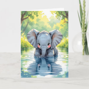 Carte Page adorable Eléphant et coloriage Anniversaire
