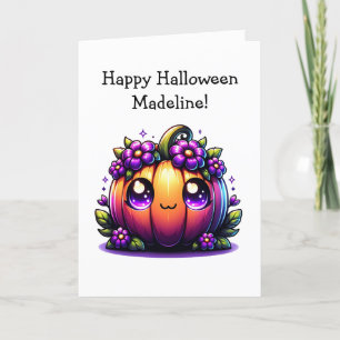 Carte Page Citrouille et coloriage d'Halloween pour enfa