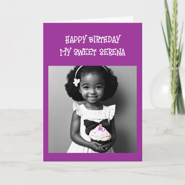 Carte Page Couleur | Petite fille de couleur Anniversair (Devant)
