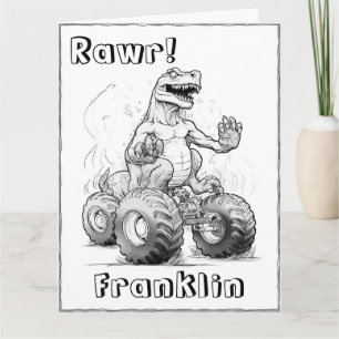 Carte Page de coloration Cool Dinosaur Monster Camion An