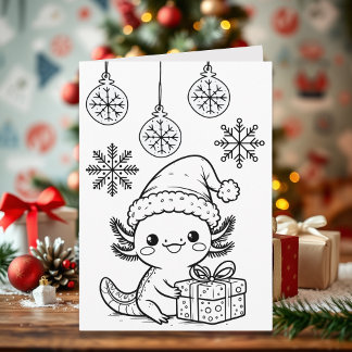 Carte Page de coloriage Axolotl | Noël
