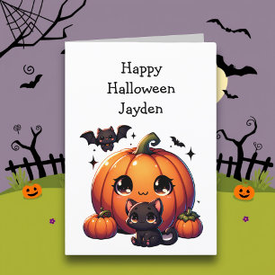 Carte Page de coloriage Citrouille d'Halloween pour enfa