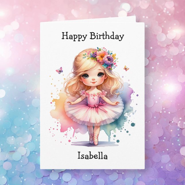 Carte Page de coloriage de ballerine pour l'anniversaire (Créateur téléchargé)