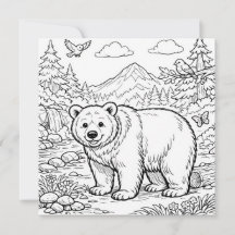 Page de coloriage ours animal noir blanc