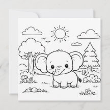 Page de coloriage pour enfants d'éléphant animal