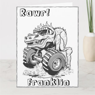Carte Page de coloriage pour enfants Dinosaur Monster Ca