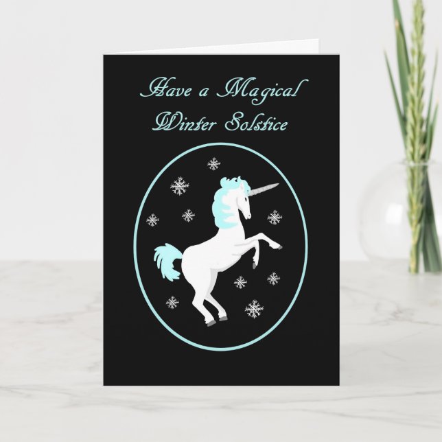 Carte païenne de licorne de solstice d'hiver (Devant)