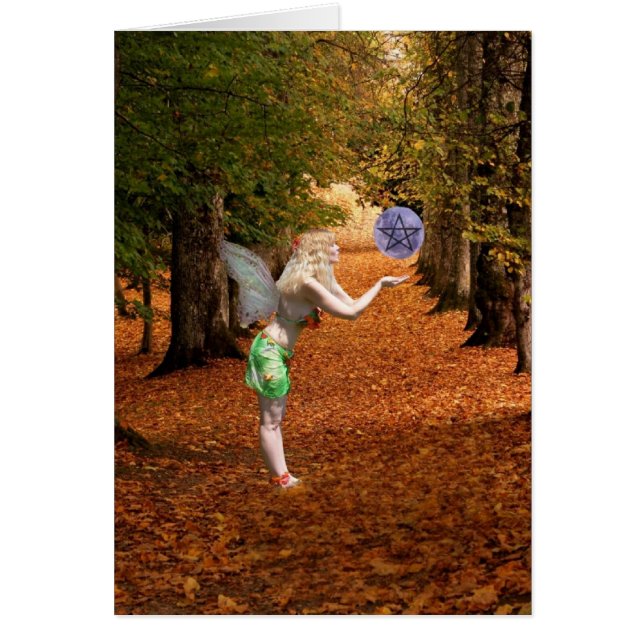 Carte païenne heureuse de féerie de Mabon (Devant)