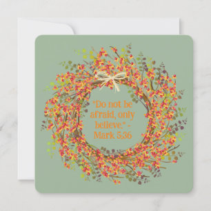 Carte Paille Boho Floral Wreath Religion Blank