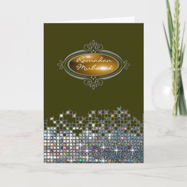 Carte Paillette élégante Ramadan Mubarak (Devant)