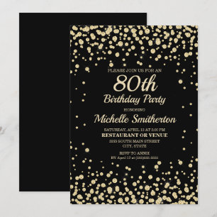 Carte Paillettes de diamant or noir pour les 80 ans d'un