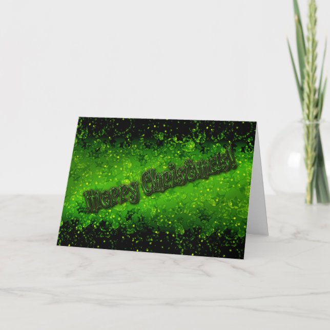 Carte Paillettes scintillent brillent vert confettis seq (Devant)