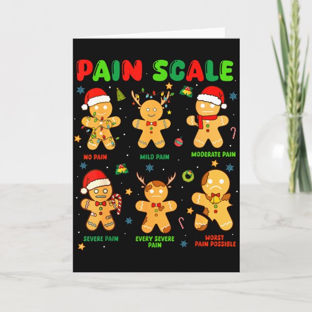 Carte Pain Scale Funny Gingerbread Man Christmas Nurse H (Devant)