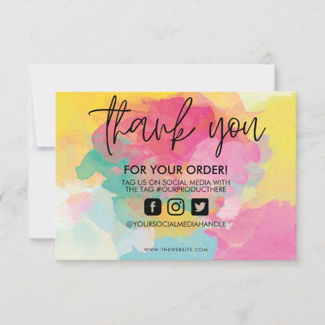 Carte Paint Splatter Aquarelle Merci Média Insérer (Devant)