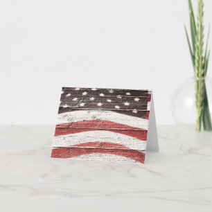 Carte Painted American Flag on Rustic Wood Texture