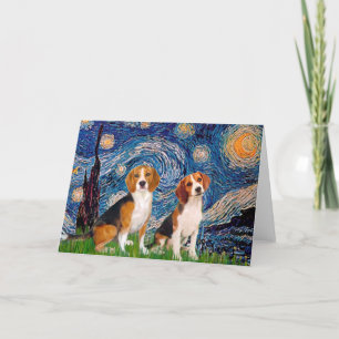 Carte Paire de Beagles - Nuit étoilée
