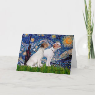 Carte Paire de Jack Russell 4 - Nuit étoilée