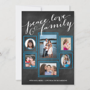 Carte Paix, Amour et Chalk de famille Turquoise