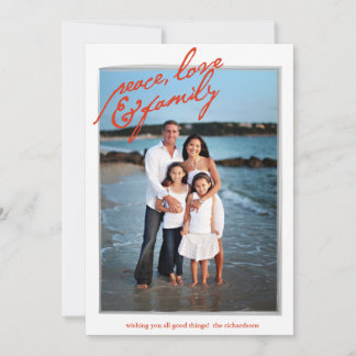 Carte Paix, amour et famille avec photo arrière
