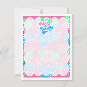 Carte Paix, amour et pouvoir pop