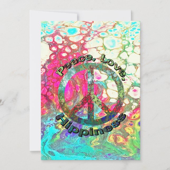 Carte Paix, Amour, Hippie, Hippie, signe de paix, rétro, (Devant)
