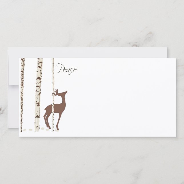 Carte Paix, cerfs et bouleau {Horizontal} (Devant)
