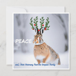 Carte Paix dans le monde : Holly Crown Hare Peace Love