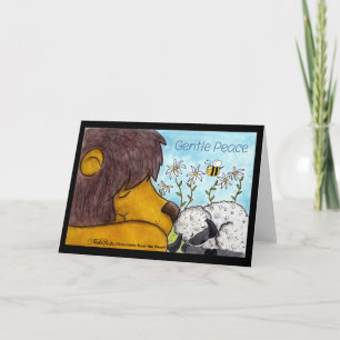 Carte Paix douce de lion et d'agneau