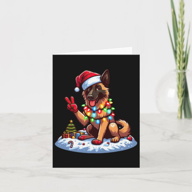 Carte Paix Mains Belges Malinois Lumières de Noël Femmes (Devant)