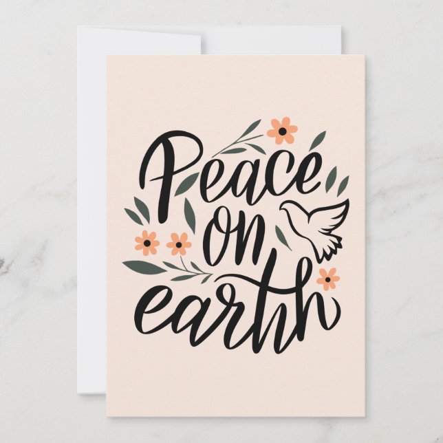 Carte Paix sur Terre Design Floral (Devant)