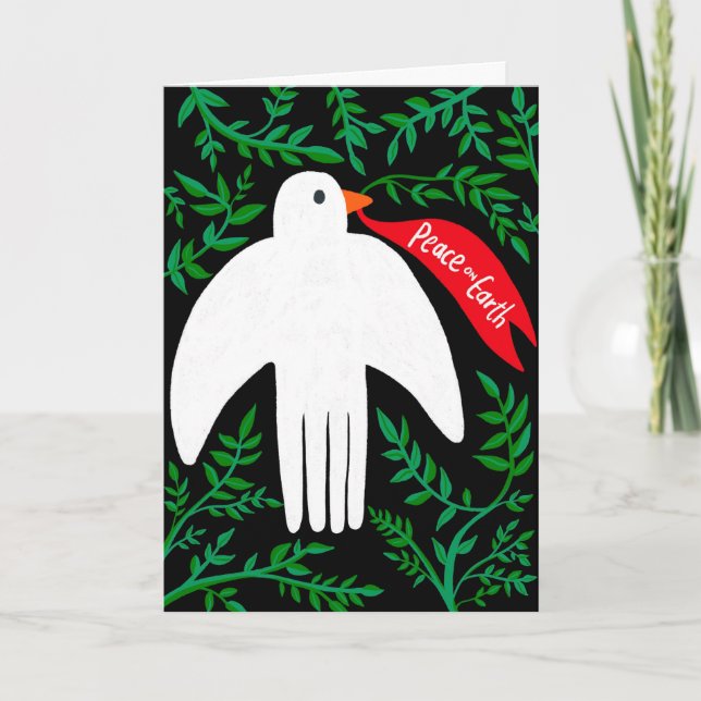 Carte Paix sur Terre Oiseau Dove Noël Noël Noël Noël Noë (Devant)