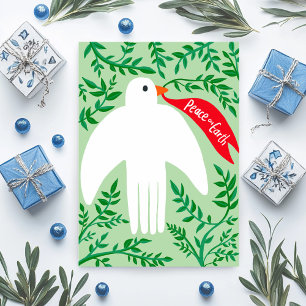 Carte Paix sur Terre Oiseau Dove Noël Noël Noël Noël Noë