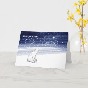 Carte "Paix sur Terre" Ours polaire et Étoile de Noël
