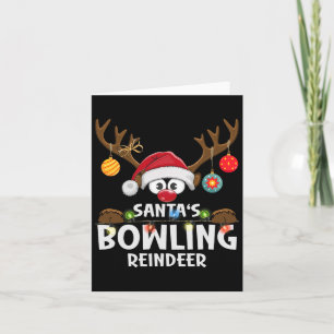 Carte Pajama de la famille de Noël Père Noël Bowling Rei