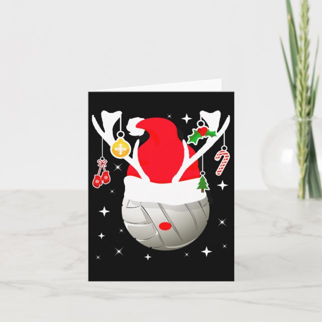 Carte Pajama de Noël de volley-ball Père Noël Reindeer J (Devant)