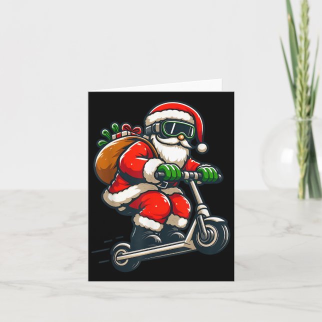 Carte Pajama de Noël père Noël Riding Scooter Pour Les J (Devant)
