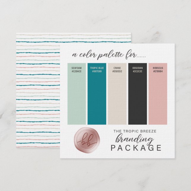 Carte Palette couleur gris-gris-beige et rose turq (Devant / Derrière)