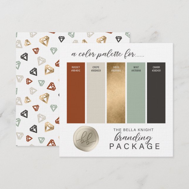 Carte Palette couleur verte Gold Terracotta & Mint (Devant / Derrière)
