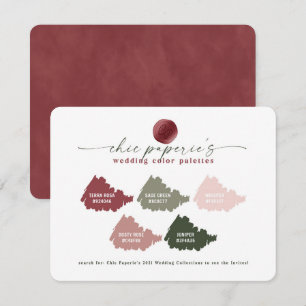 Carte Palette de couleurs chic rose et Mariage vert