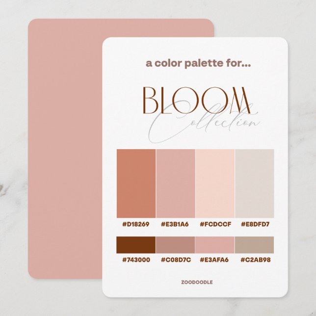 Carte Palette de couleurs Mariage de fleurs (Devant / Derrière)