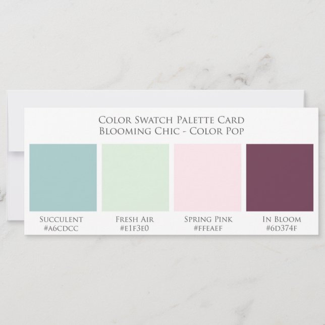 Carte Palette de Mariage couleur chic en floraison (Devant)