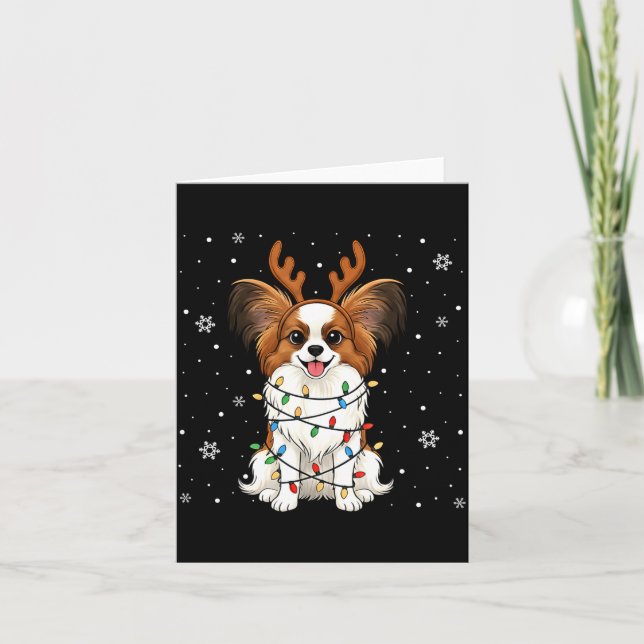 Carte Pallon Dog Christmas Lights Reindeer Funny Xmas Do (Devant)