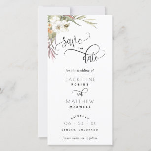 Carte Palm Feuille Floral Mariage Enregistrer La Date Si