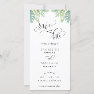 Carte Palm Greenery Mariage Enregistrer La Date Signet