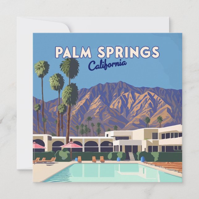 Carte Palm Springs California Pool Hotel Trees Retro (Devant)
