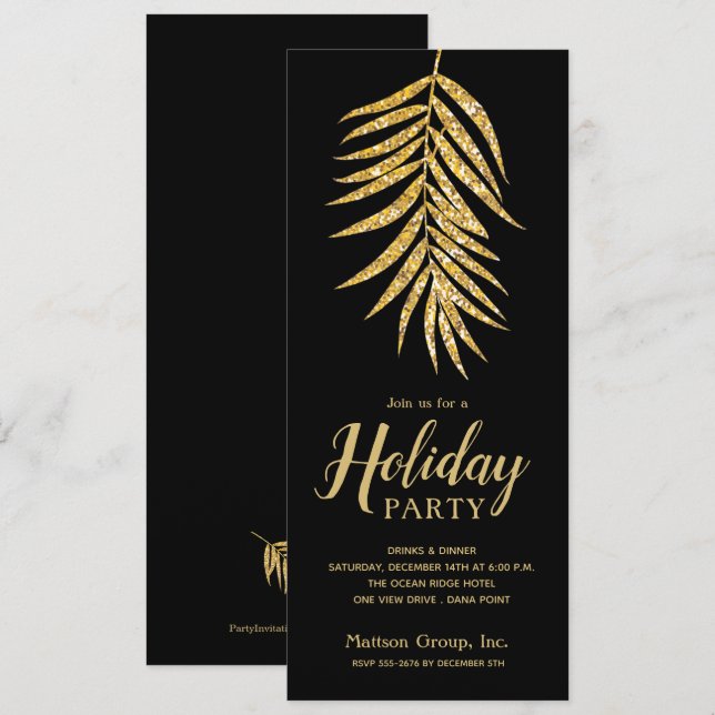 Carte Palme de Parties scintillant d'or sur les Invitati (Devant / Derrière)